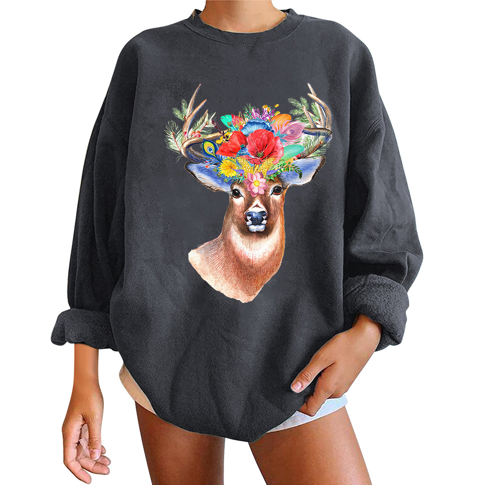 Women's Japanese Korean Oversized 3D Fawn Print Hoodie
