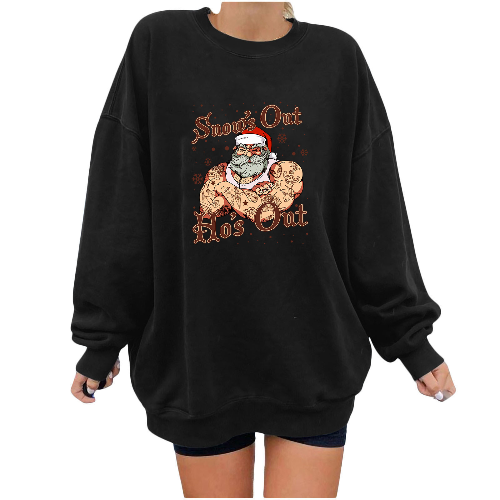 Ladies' Oversized Christmas Graphic Hoodie