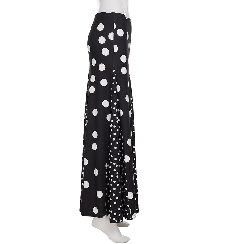 Retro Spot Print Paneled Swing Maxi Dress