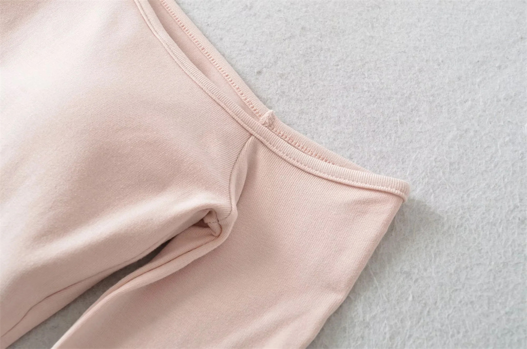 Slim Fit Wrist-Length Plain Slant-Neck Bra-Cup Blouse