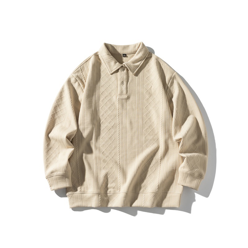 Polyester Plain Ribbed Oversized Shirt-Style Sweatshirt