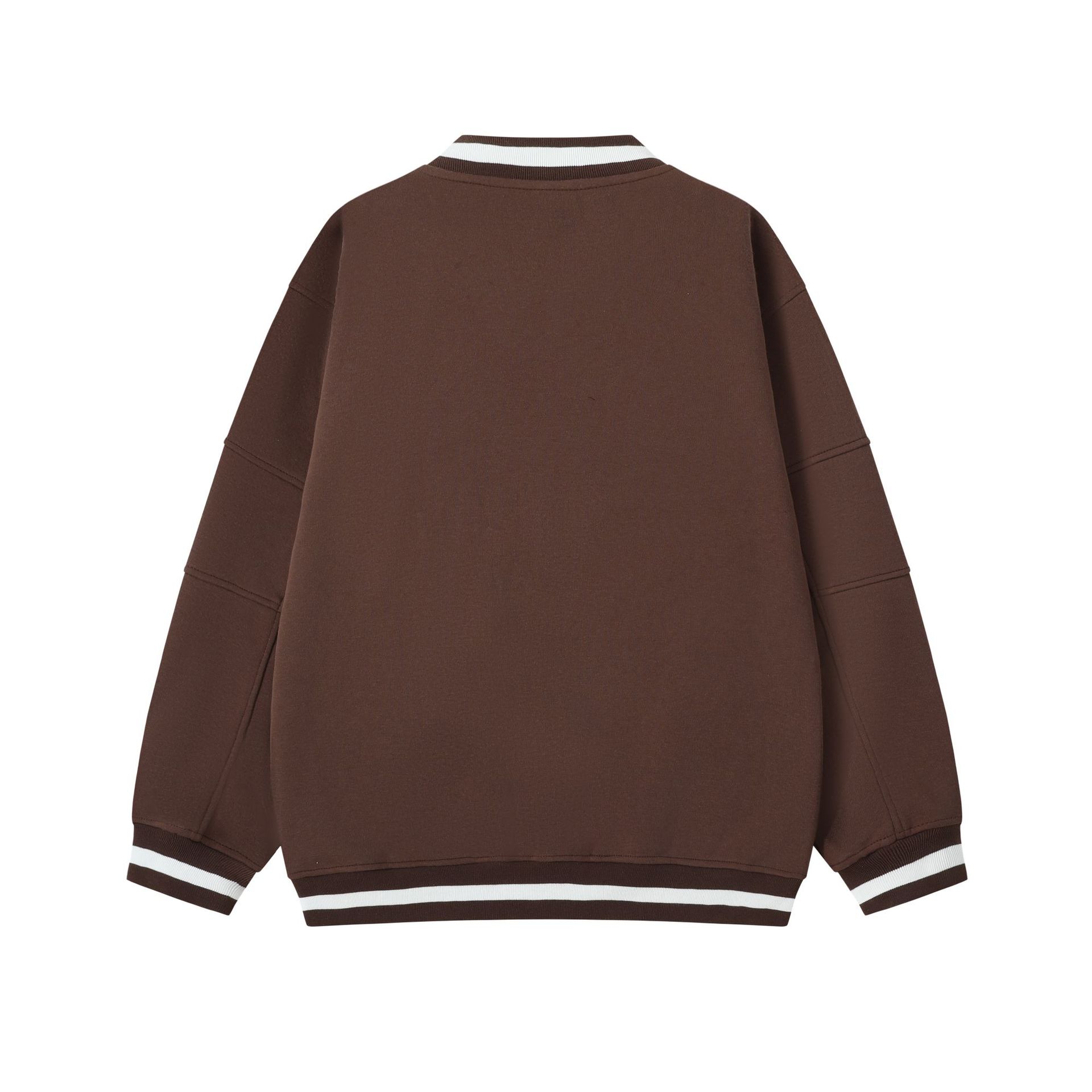 Japanese Retro Letter Vee Neck Oversized Wrist-Length Sweatshirt