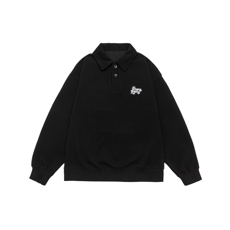 Oversized Graphic Button-Front Honeycomb Hoodie