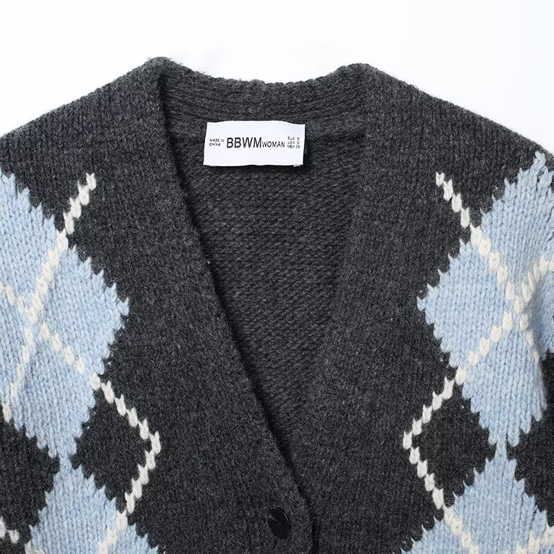Argyle Knit Cardigan