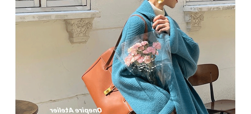 Wool Blend Oversized Collar Cardigan