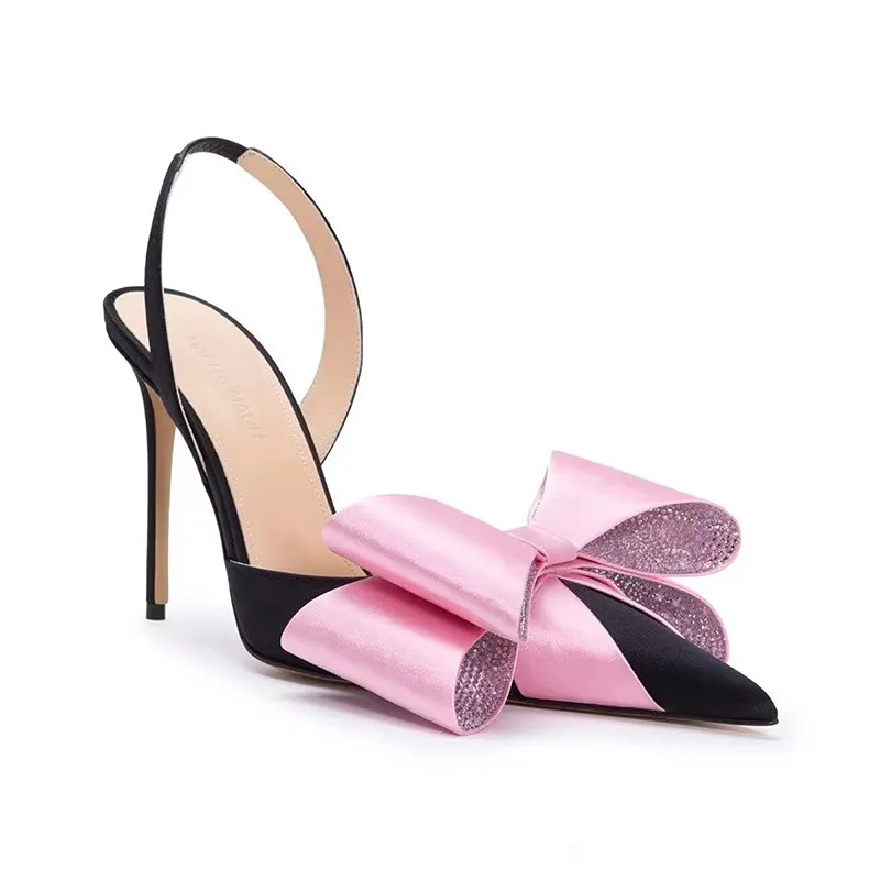 Spring and Summer Fashion Rhinestone Bow Thin High Heel Baotou Women's Sandals European and American Walking Shoes
