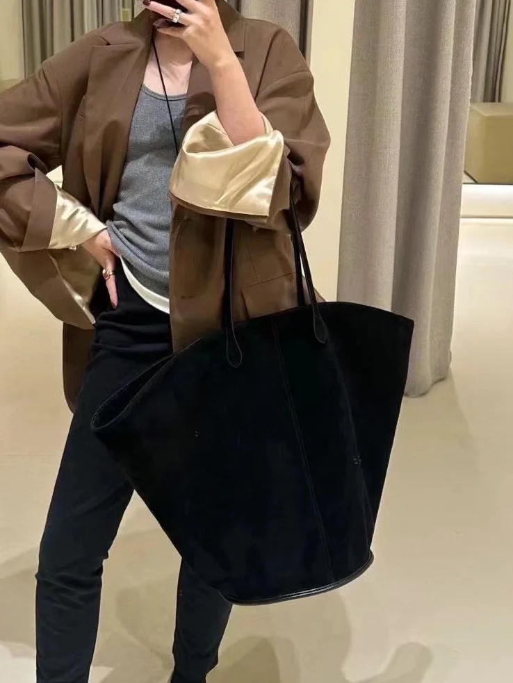 Faux Suede Frosted Tote Bags For Women Luxury Designer Handbags And Purses 2023 New In Vintage Large Capacity Shoulder Bucket