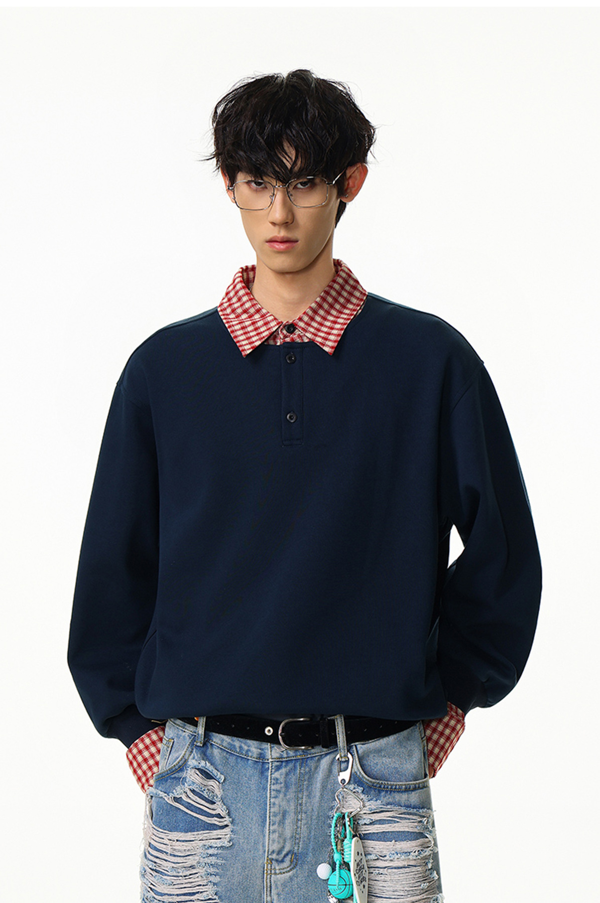Solid Faux Layered Hoodie