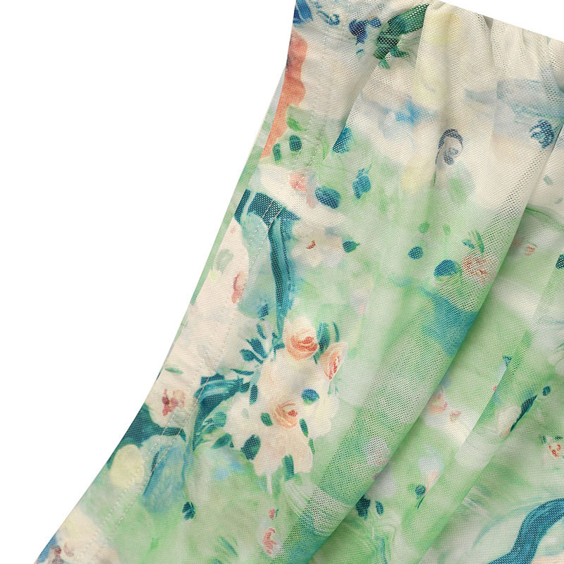 Polyester Patterned Mid-Rise Skirt