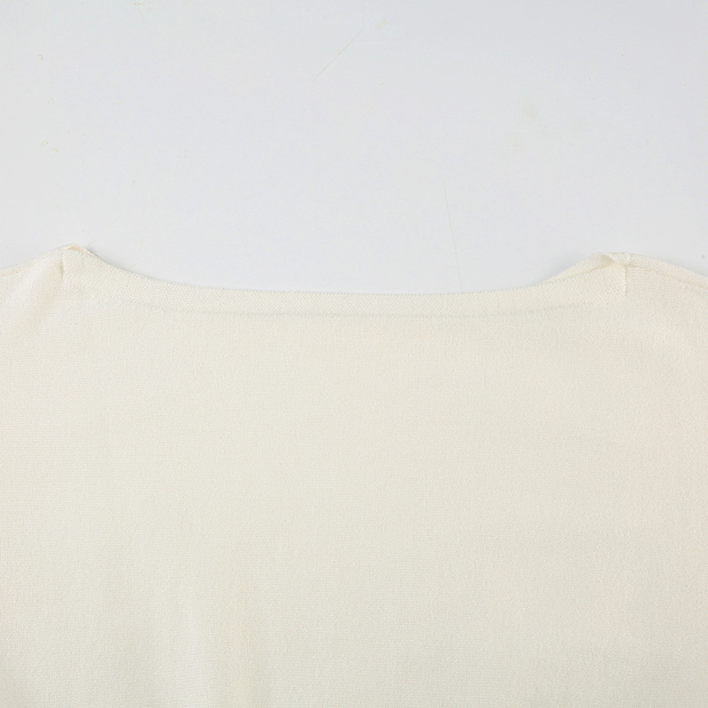 Asymmetric Neckline Fitted Solid Long Sleeve Sweater Top