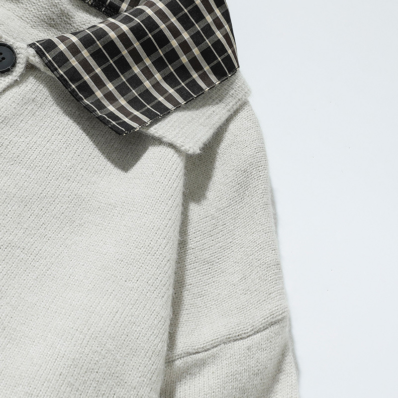 Men's Two-Tone Button-Neck Sweater