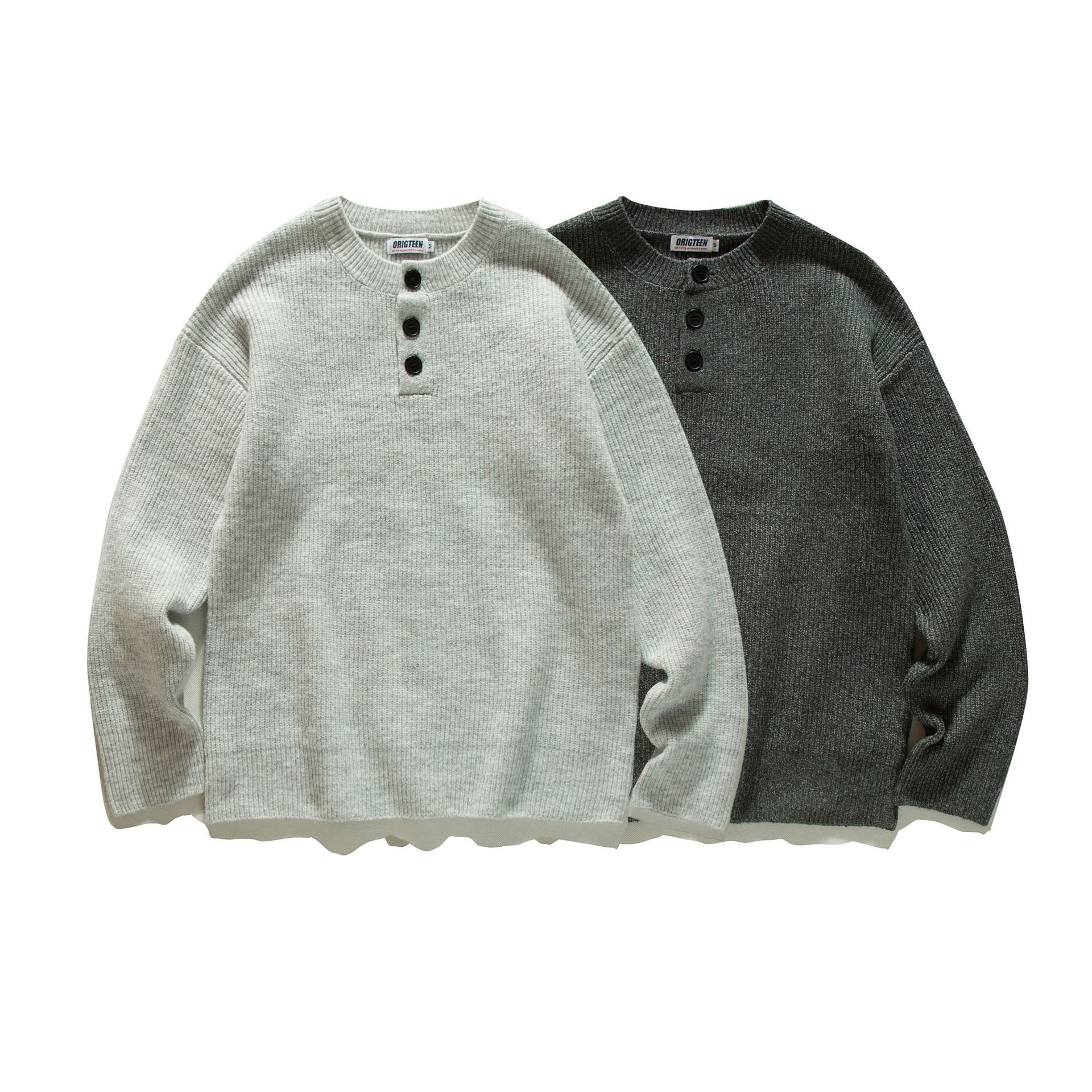 Man's Relaxed Premium Button Placket Polyester Sweater
