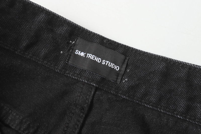 Street Casual Versatile Retro Pleated Washed Distressed Oversized Denim Pants Clean Fit Unisex Wide Leg Tapered Jeans