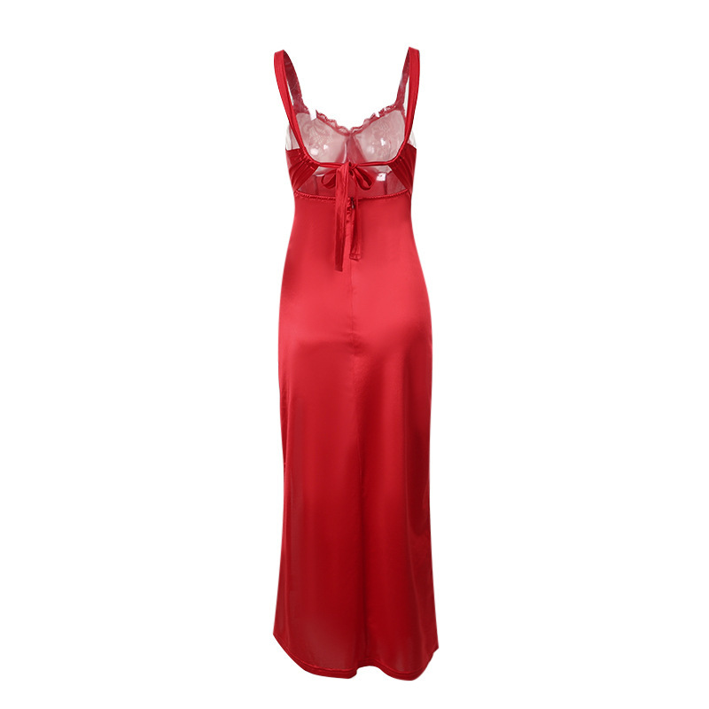 Strappy V-Neck High Waist Side Split Pencil Dress