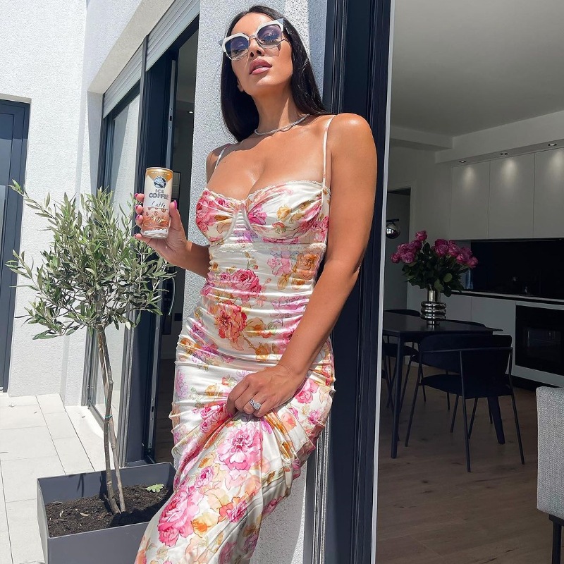 Collarless Sleeveless Straight Cut Mid Waist Polyester Dress