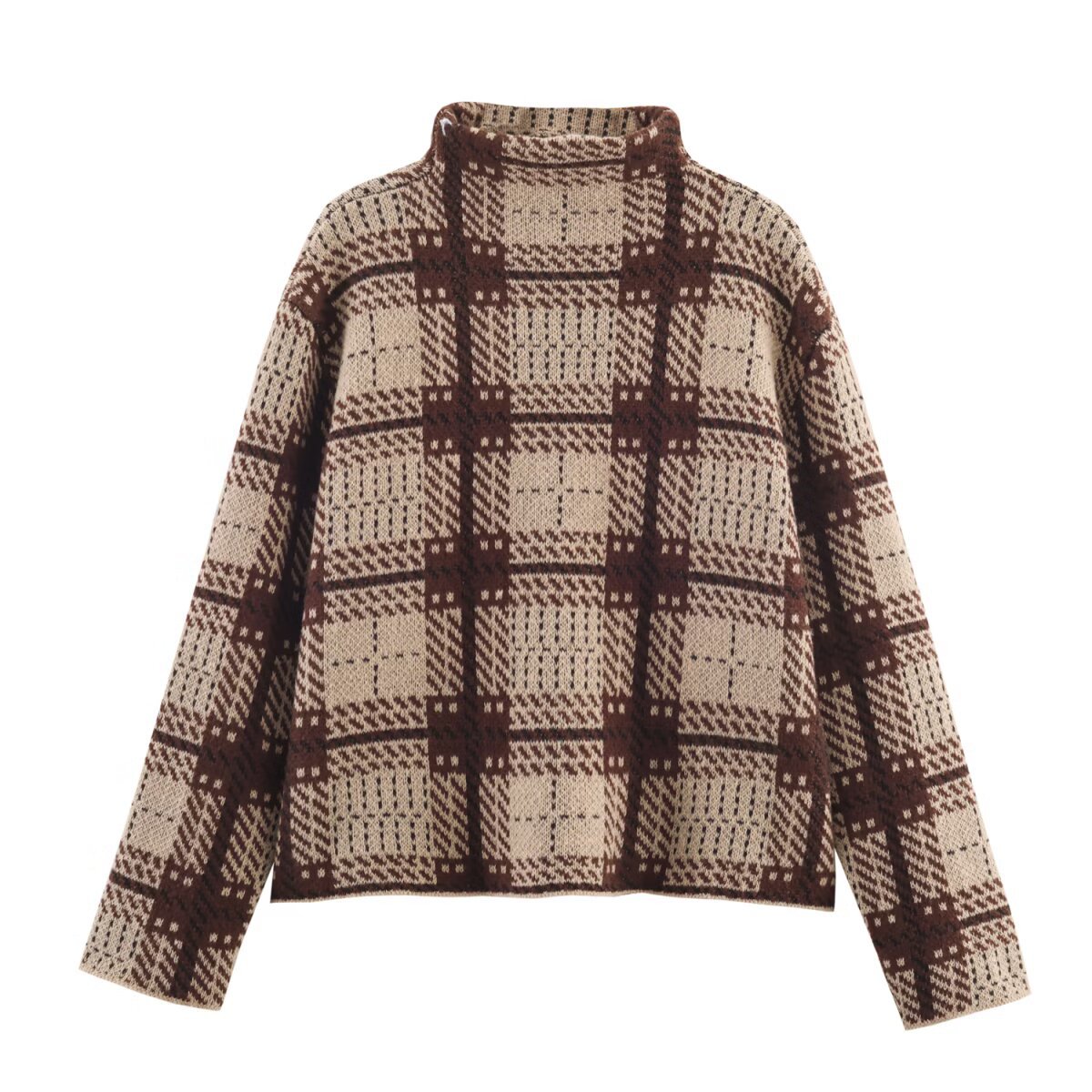 Long Sleeve Checkered Streetwear Sweater