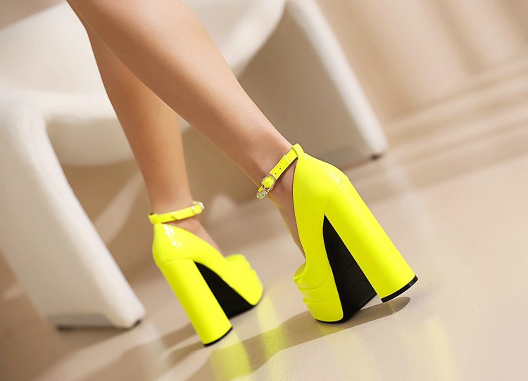 New Sexy Crocodile Pattern Pumps Platform Thick High Heel Rhinestone Party Women's Shoes Black Green Spring Summer Big Size