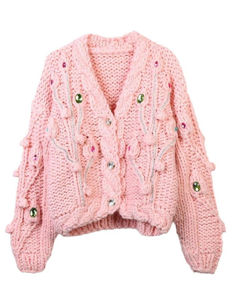 Ladies Wool Oversized Geometric Pointed Collar Sweater