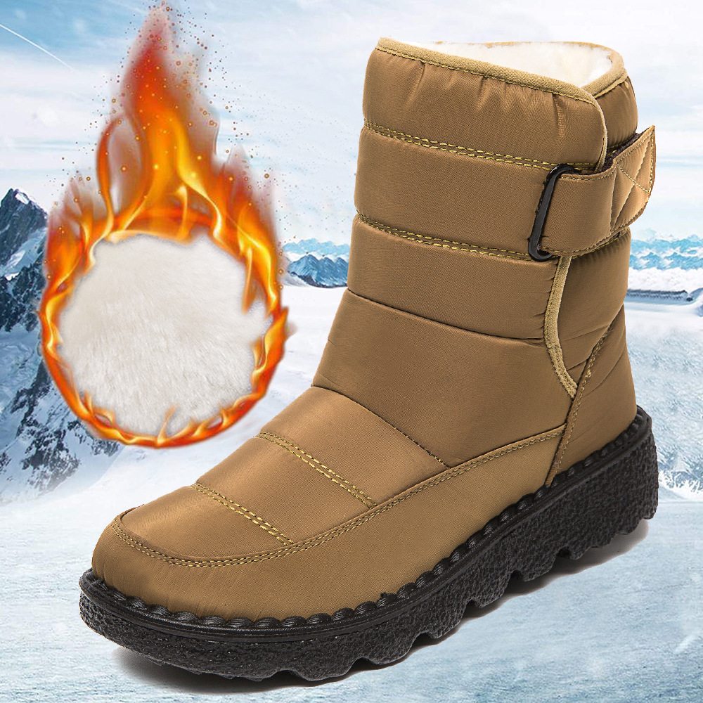 Winter New Snow Boots Women's High Top Waterproof Cotton Shoes Casual Short Tube Plush Plus Large Cotton Boots 43 Amazon