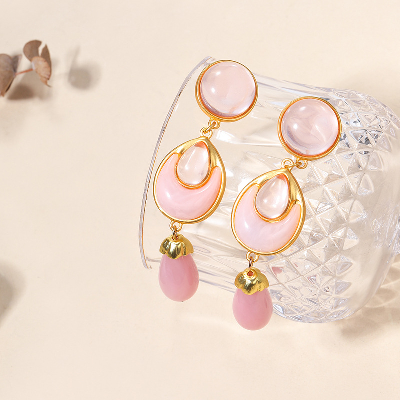 Crystal earrings fashionable alloy drop-shaped earrings
