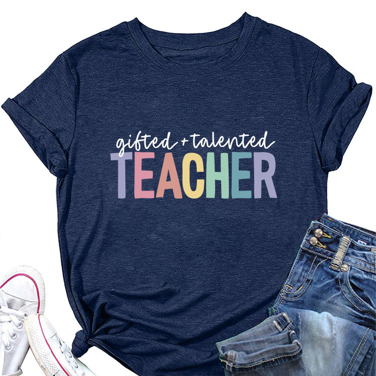 Ladies Geometric Print Crew Neck T-shirt