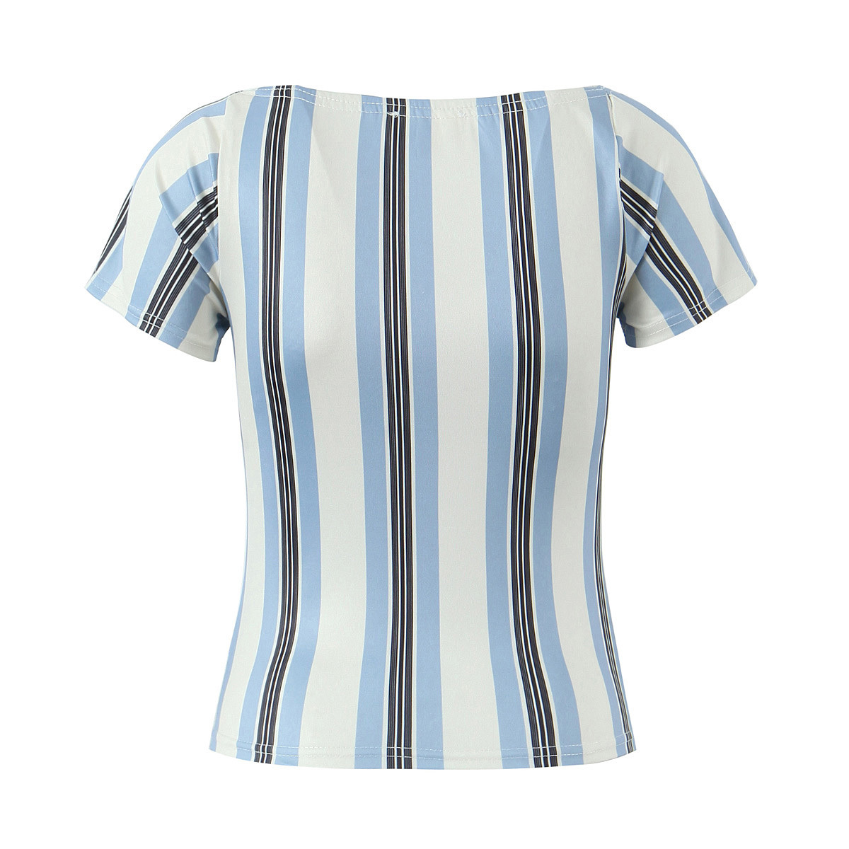 Crew Neck Short Sleeve Sleek Linear Panel Tee