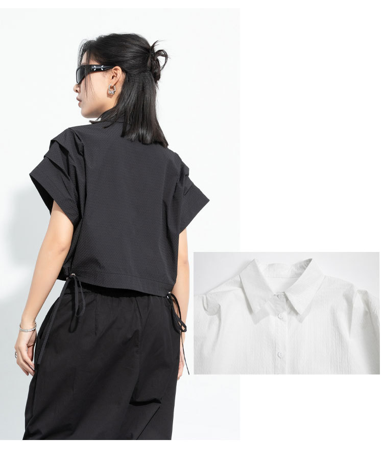Ladies Streetwear Oversized Half Sleeve Collar Shirt