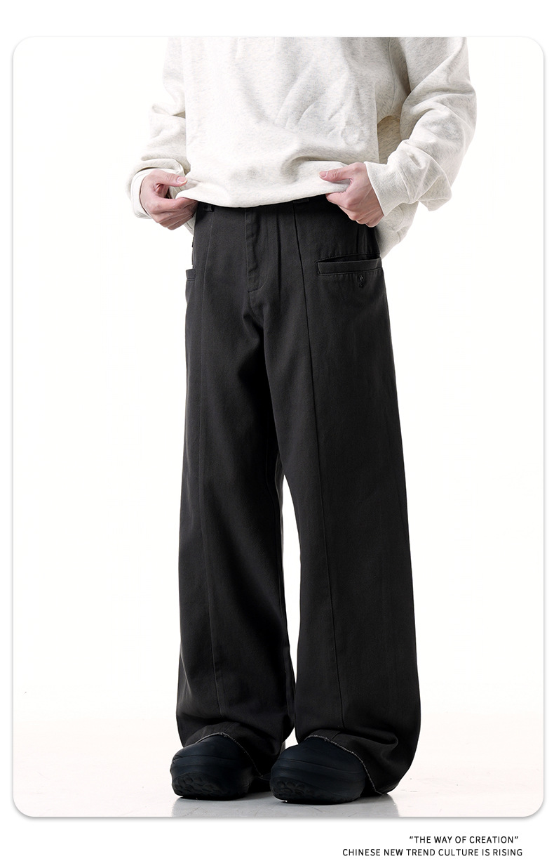 Deconstructed Washed Slim Wide-Leg Three-Dimensional Casual Long Pants