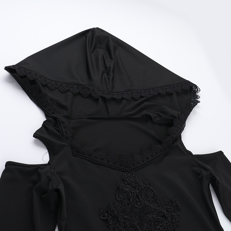High Waist Hooded Fitted Jacquard Dress
