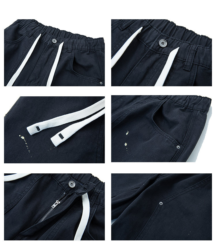 Dyeing Pattern Wide-Leg Work Pants High Waist Zipper Closure Pants