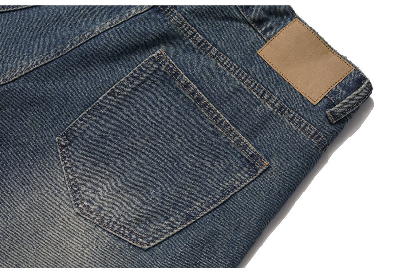 Heavy Washed Panelled Patchwork Loose Wide Leg Knife Cut Denim Pants