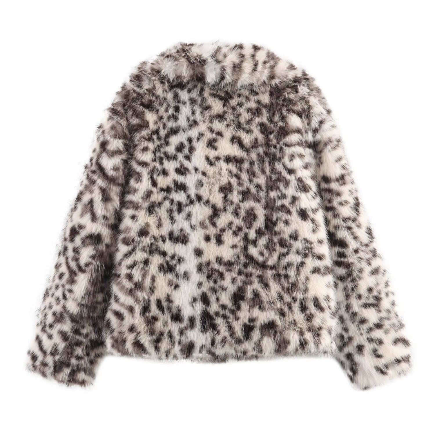 Animal print synthetic fur jacket