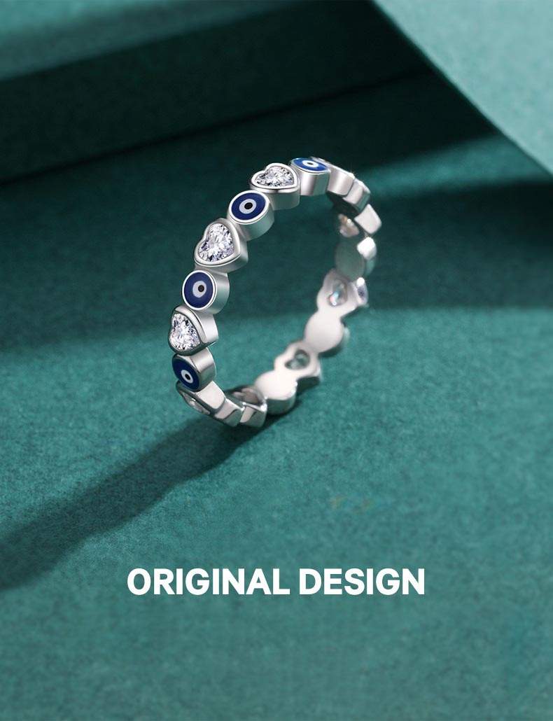 S925 Sterling Silver Heart-Shaped Zirconia Ring Female Original Design Fashion Versatile Commuter Style Finger Ring