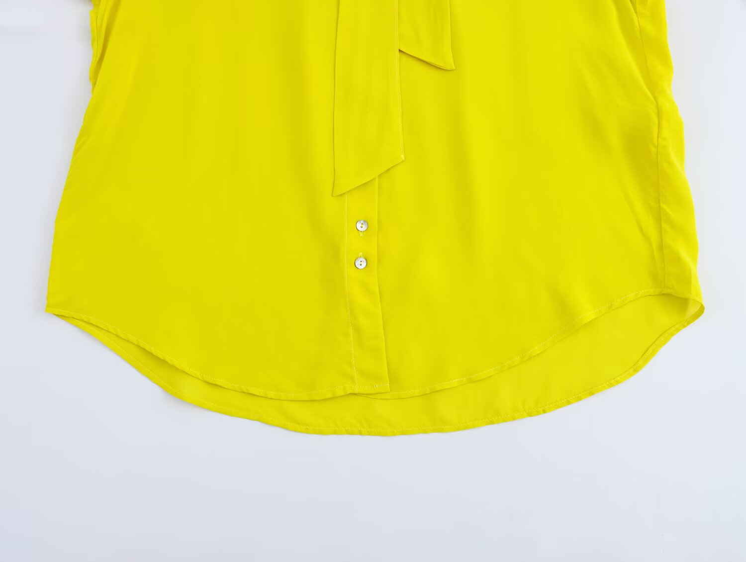 European Long Sleeve Drop Shoulder Ribbon Knot Blouse