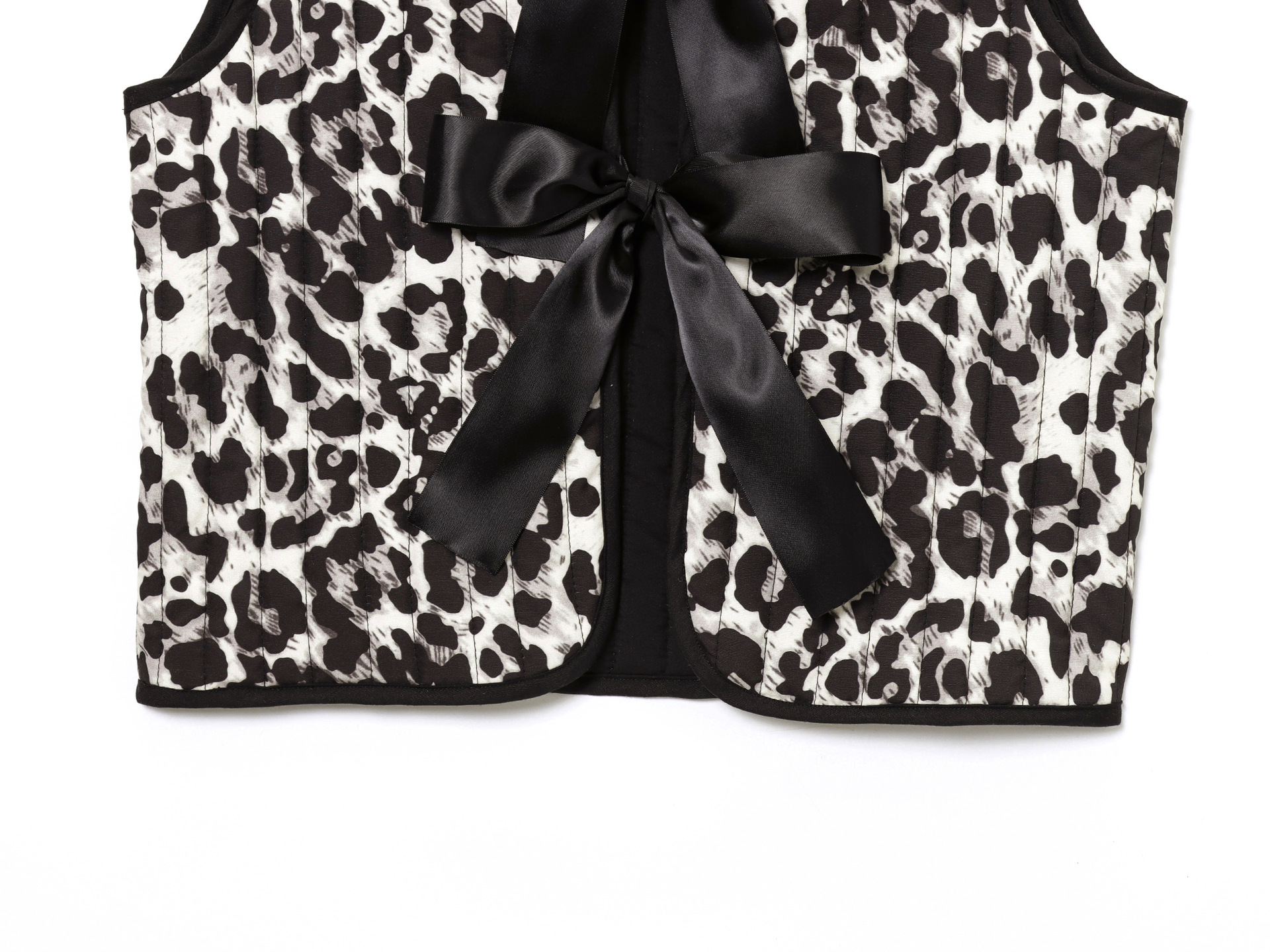 Bow decoration leopard print face vest for women