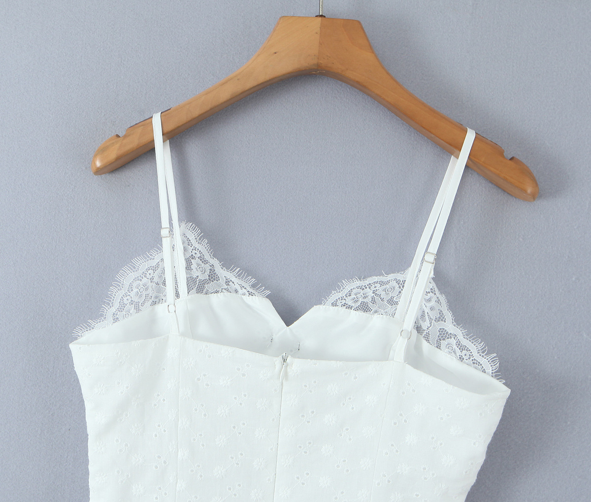 Bow decoration lace edge camisole dress
