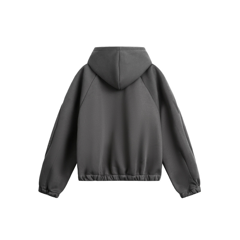 Vintage Plain Hood Pullover Oversized Open Front