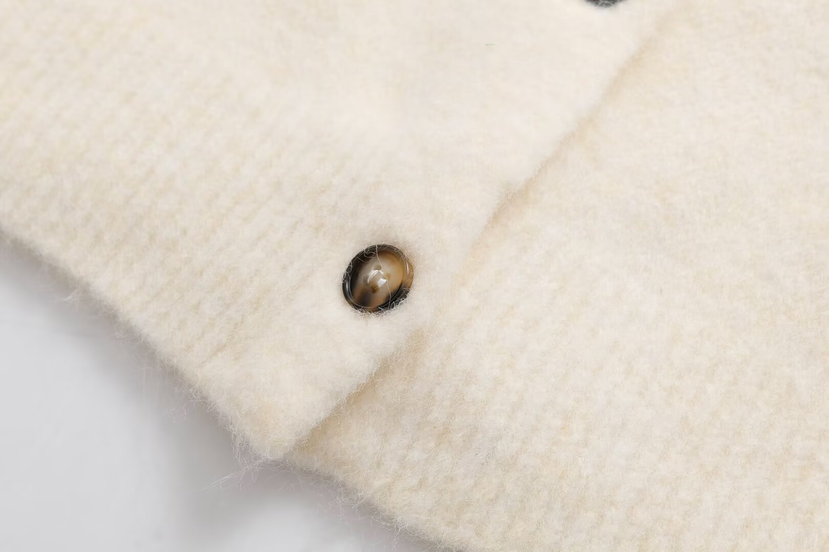 Polyester Crew Button Front Cardigan