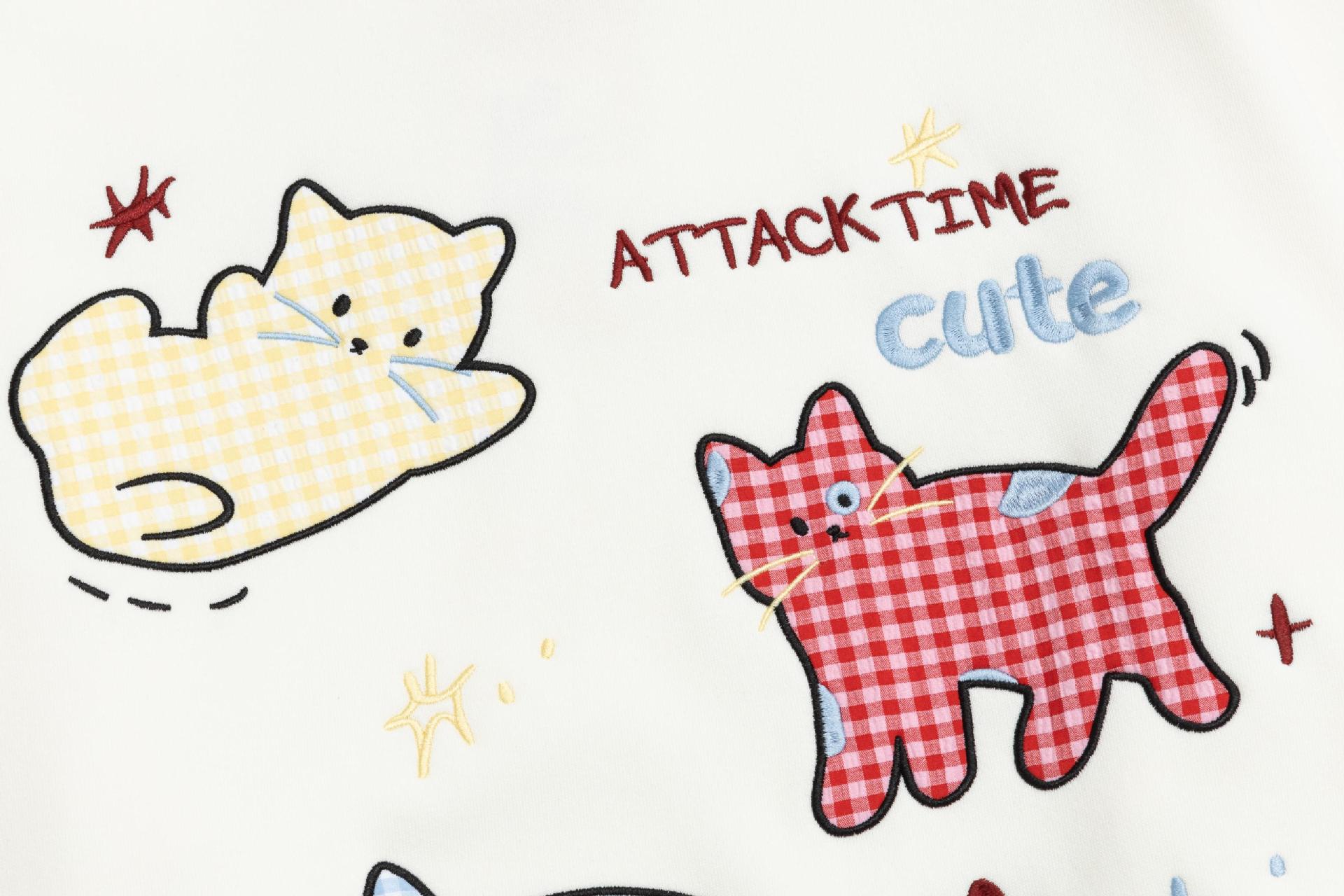 Cotton Kitten Applique Long Sleeve Hoodie