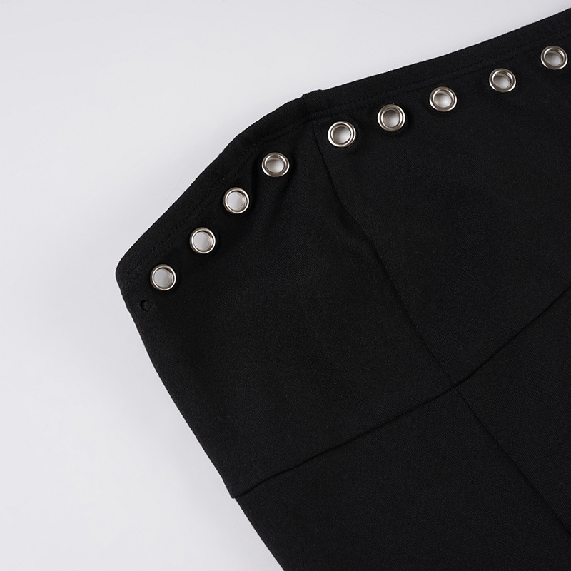 Sweet and Spicy Style Tube Top Waist-Cinching Fluffy Cake Skirt Design Eyelet Perforated Mini Short Dress