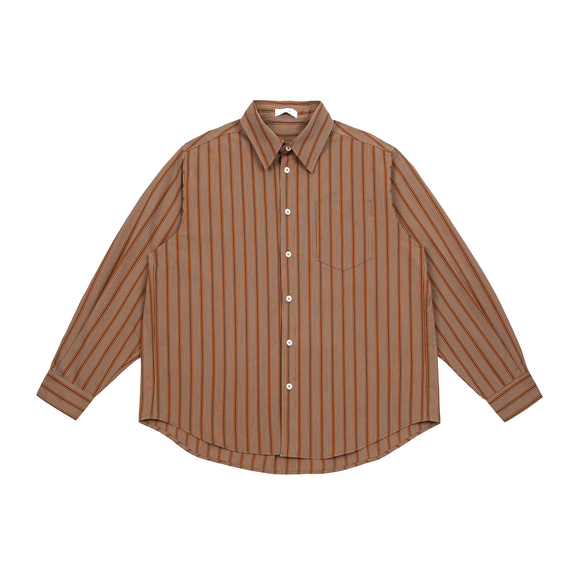Oversized Lengthwise Lines Wrist Length Shirt
