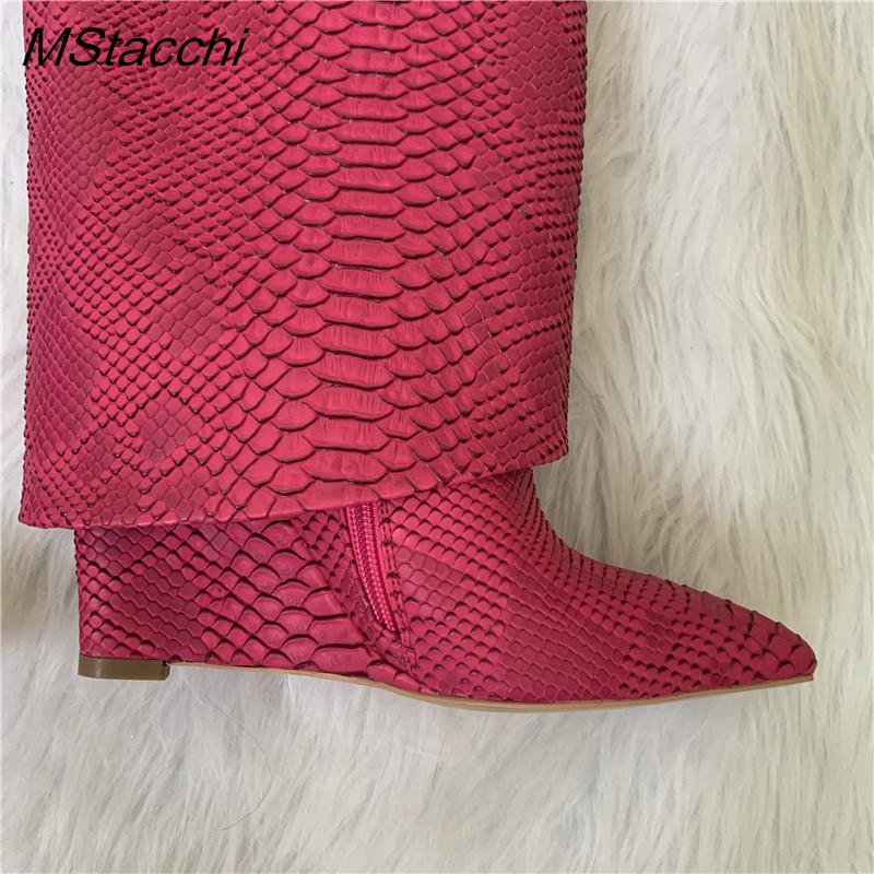 Metal Decoration Women's high boots Genuine Leather Slip-on Long Boots Pointed Toe High Heels Shoes for Women Boots