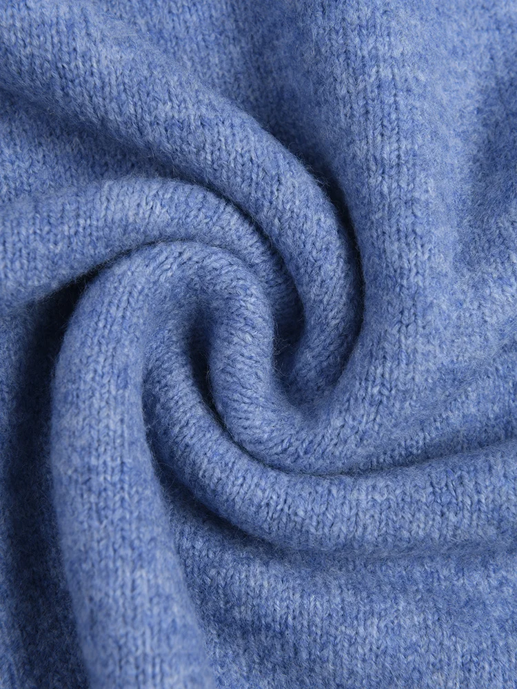 Navy Oversized Crew Collar Balloon Cuff Knit Jumper