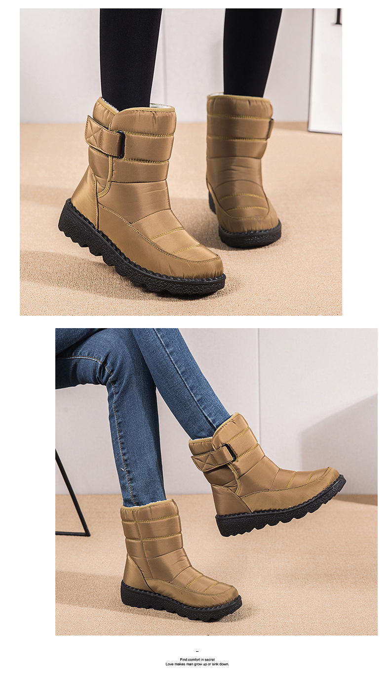 Winter New Snow Boots Women's High Top Waterproof Cotton Shoes Casual Short Tube Plush Plus Large Cotton Boots 43 Amazon