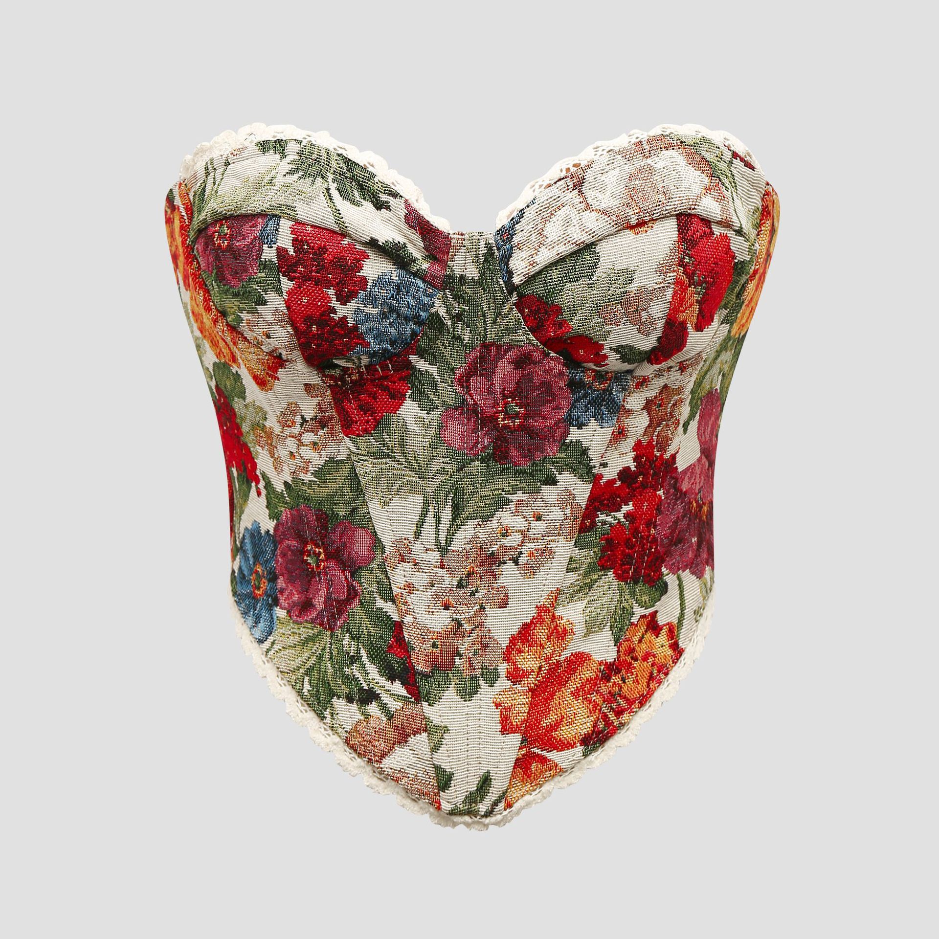 Cinched Strapless Botanical Fitted Camisole