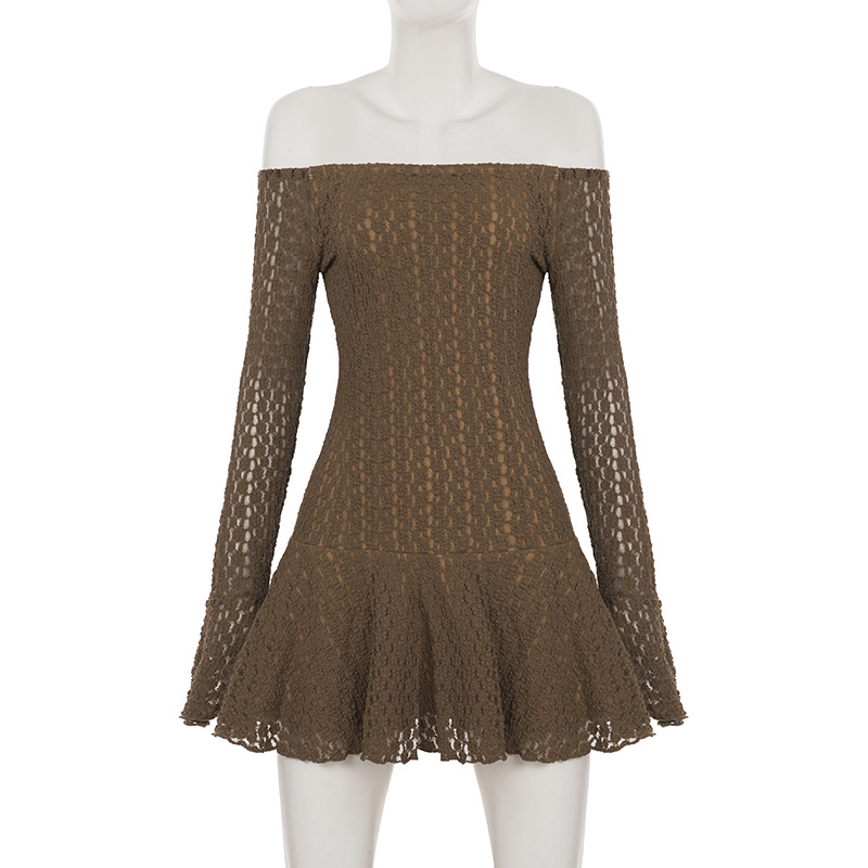 Half Open Collar Cutout Lacy Mini