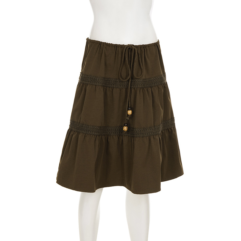 Soft Band Spliced Texture Feminine Skirt