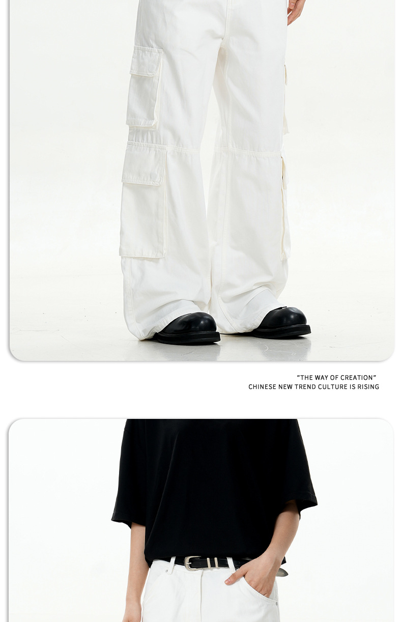 Work Pants for Men and Women Pure Cotton Vintage Straight Leg Casual Wide-Leg Long Pants