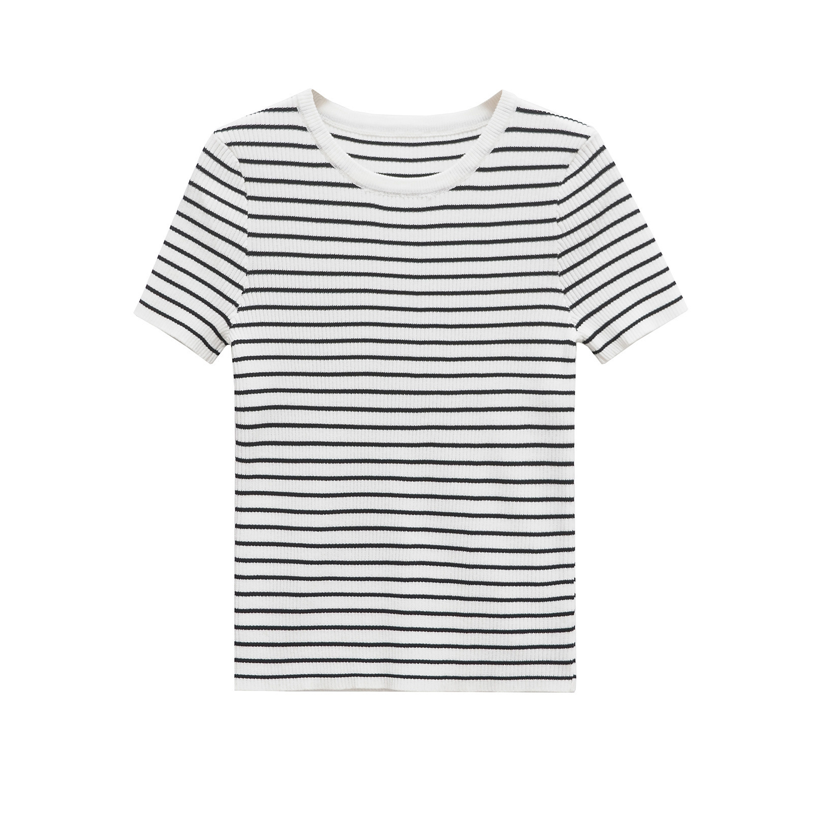 Round Neck Three-Quarter Sleeve Polyester Tee