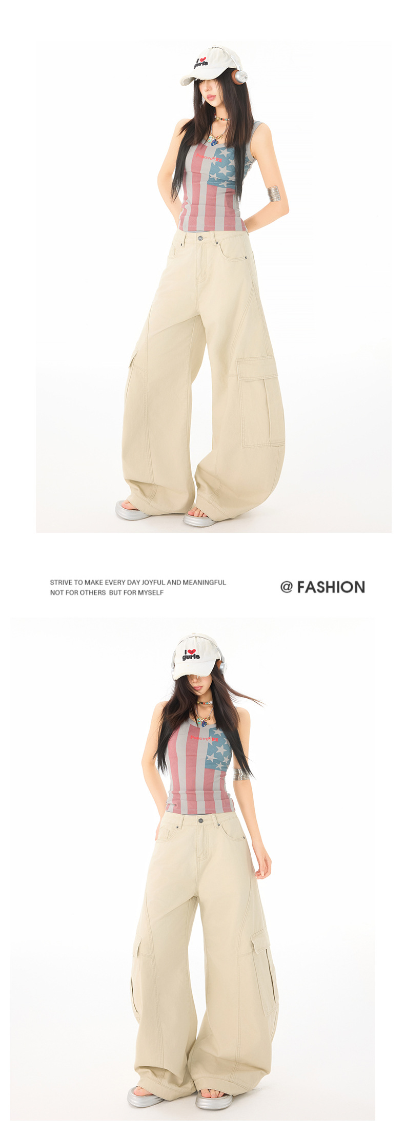 Women's Pants Wide Leg Denim Trousers with Cool Style and Summer Loose Fit